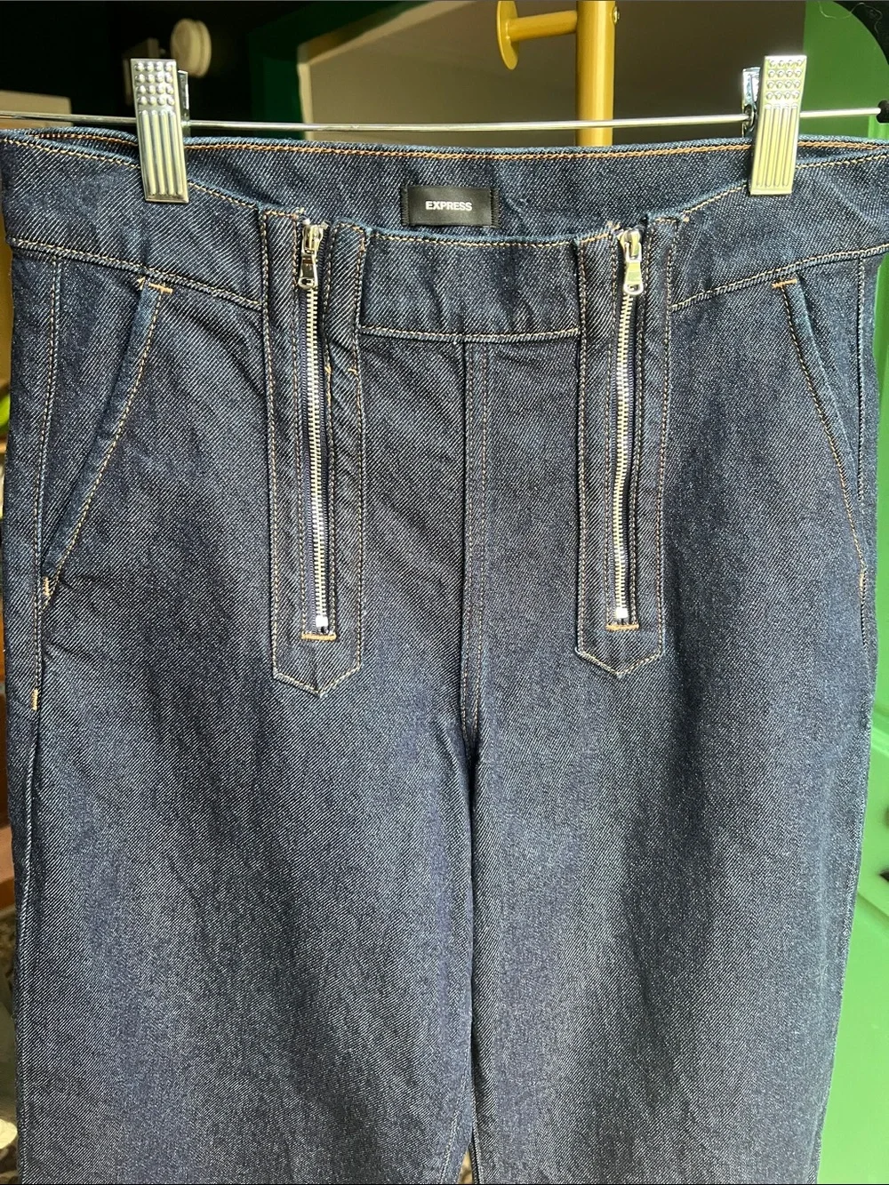 Express Wide Leg High Rise Jeans - Dark Indigo Blue size 2s